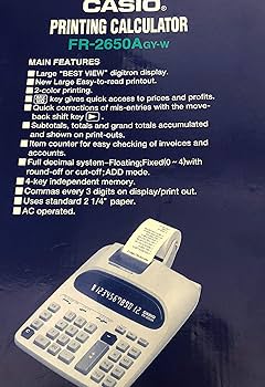 Amazon.com : Casio Printing Calculator FR-2650A GY-W 2-Color